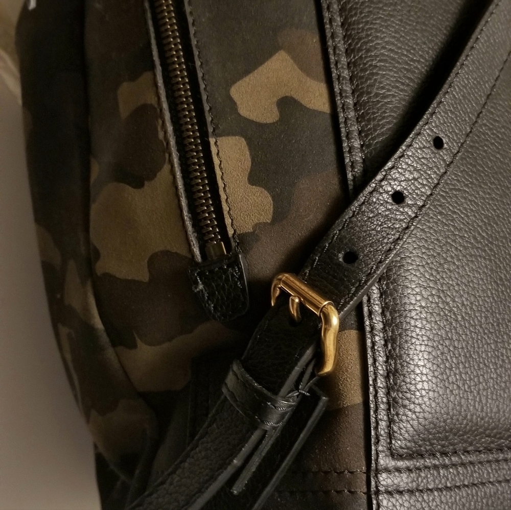 Burberry London Camouflage Brown and Green Suede Leather Backpack - Picture 6 of 10